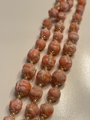 Vtg Japan Multi-Strand Necklace Clip Earrings Set Beaded Gold Toned Both Stamped