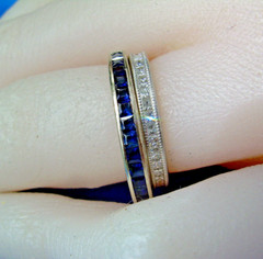 EARTH MINED DIAMOND DECO Wedding Band Vintage Style SOLID PLATINUM Eternity Ring