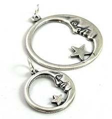 Moon Charm Pendant Lot Crescent Moon Star Celestial Silver Plated AS IS CRAFT