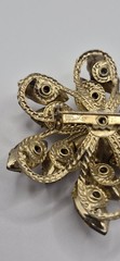Vintage Signed Judy Lee Purple Marquise Rhinestone Flower Brooch Gold Tone Pin