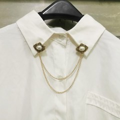 2pcs Sweater Clips Vintage Cardigan Collar Clips with Chain Gold