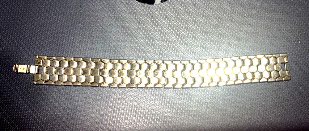Vintage Crown Trifari Gold Bracelet Honeycomb/ Hexagon Design