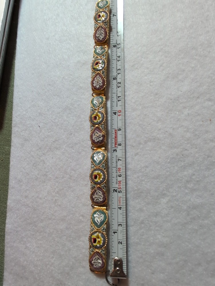 Mosaic 7 1/2 Inch Bracelet Gold Tone Missing Tessarae As Shown