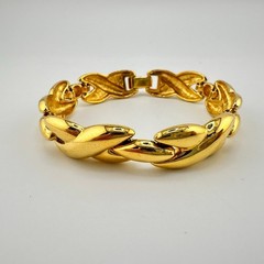 Vintage 1980s 1990s XOs Chunky Bright Gold Tone Links 7″ Chain Bracelet