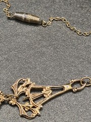 vintage Art Nouveau drapery laviaer Style Brass tone necklace