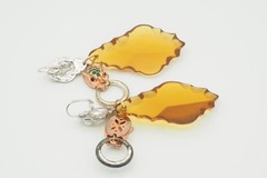 Retro Art Deco Vintage acrylic studded crystals leopard cat doorknocker earrings