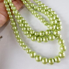 Pretty Mint Green Bead Drop Necklace Silver Tone Hardware Elegant Fashion Jewel