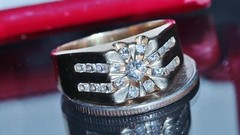 14k yellow gold 1.15ct natural diamond starburst ring sz: 10.5 vintage 10.3g