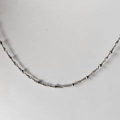 Vintage Italy 925 Sterling Silver Fancy Bead Chain Necklace 15.5″L – 3.32g