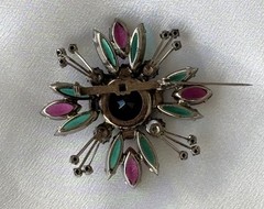 Vintage Maltese Cross Multicolor Round and Marquise Cut Rhinestones