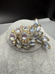 JULIANA D&E Book Piece AB Aurora Borealis Scooped Rhinestone Brooch Ref 1171 Vtg