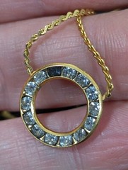 Vintage Gold Tone Rhinestone Round Circle Choker Necklace 15 in