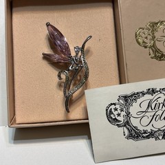 Kirks Folly Fairy Brooch Pink Wings Rhinestone Sparkly NIB