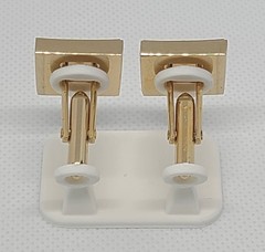 Le Chevron Vintage Gold Tone Square Bullet Back Cufflinks Presentation Box
