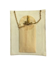 Vintage Genuine Shell Cameo Necklace Gold Tone Art Deco Pink Original Box 15.5”