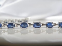D’Joy Sterling Silver 925 Natural Blue Kyanite Tennis Line Bracelet Fits 8″