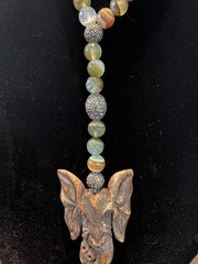 Rare Beaded Necklace with Hand Carved wooden elephant head
