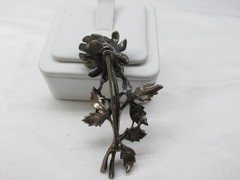Vintage Jewel Art Sterling Silver Flower Shaped Brooch 2.5 Inches #575