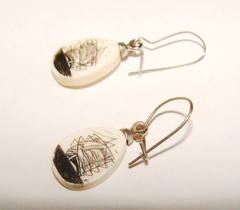 VTG Verna Sterling Silver Etched Tall Ship Pendant & 18″ Necklace Bonus Earrings