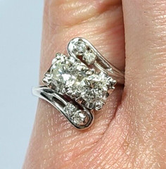 Vintage Double Diamond .78 Carat 14k White Gold Ring Size 6