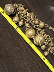 Antique Deco Book Link Chain Brass Choker Dangle Brass Beads Gold Fill Fobs 15”