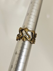 VTG Brutalist Modernist Brass Abstract Drippy Free Form Wide Band Ring 6 1/2