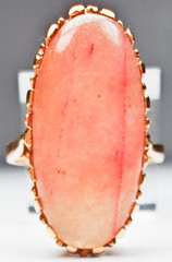 Antique 13/14K Gold Huge Strawberry Quartz Ring 21x11mm Oval Size 6.75 5.8 Grams