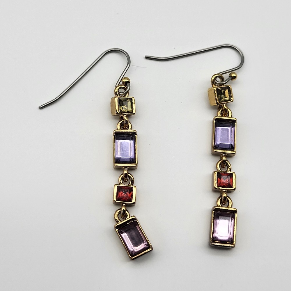 Lovely Liz Claiborne Gem tones dangle earrings pierced whimsical classic style