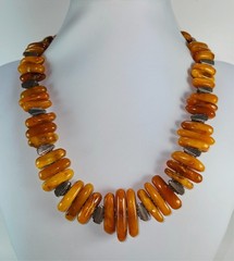 Butterscotch and Egg Yolk Amber and Sterling Silver Collar Necklace