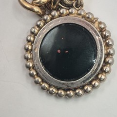 Vintage Curb Link Gold Plated Bracelet W/ Bloodstone Soldier Intaglio Charm 6.5″