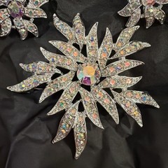 Vtg Costume Jewelry Sarah Coventry Signed Brooch And Earrings set Aurora Blaze
