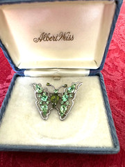 Rare Signed Weiss Butterfly Vintage 1950-1970 Green Brooch in Mint Condition!