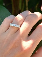 Vintage Art Deco 1.03 CTW Carré Cut Diamond Ring Platinum PT900
