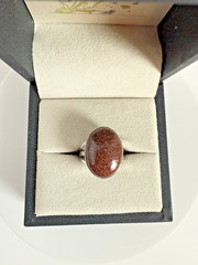 Vintage 925 Sterling Silver Fossil Bone Statement Ring Size 6.5 Oval