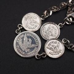 Vintage Silver Engraved CoinDesign Bracelet, 17.5cm Not specified