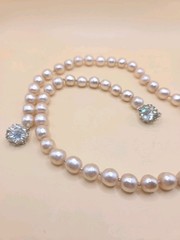 VintageJudith McCann Signed Shuvon Glass Pearl Necklace Dual-Hook Clasp 20″ 0176