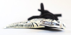 VTG Large Standing Zebra Necklace Black White Striped Boho Statement Africa