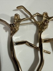 Vintage Gold & Silver Tone Modernist Abstract Dancers Brooch Pin