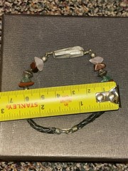 Leather And Precious Stone Bracelet Hook Clasp Vintage