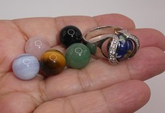 SX 925 Ring Sally C Treasures Sterling Silver Multi Stone Inlay World Globe 8.5