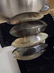 Vtg Chunky Faux Amber Resin Stretch Bracelet Congnac Brown Lucite Acrylic