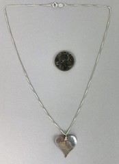 Vintage 70s Sterling Silver 925 Heart Pendant Necklace 17.75″, K53