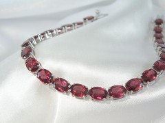 New Sterling Silver 925 Natural Rhodolite Pink Garnet Tennis Bracelet 7.5″