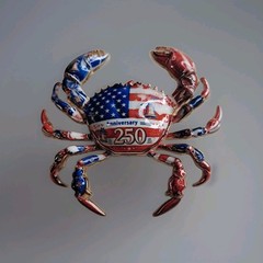 USA 250 Enamel Brooch Crab Patriotic