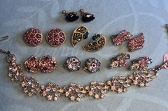 Lot 7 Pr Vintage Clip Earrings Lisner, Kramer, Weiss & Haskell & Lisner Necklace