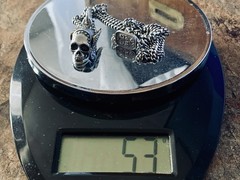 VINTAGE King Baby Studio Sterling Silver MERCURY SKULL Necklace 24″ Rare Bad Azz