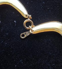 1970s Gold Tone Boomerang Wave Crescent Link Necklace Modernist MCM Collar 20″