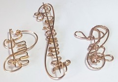 Lot of 3 Vintage Gold-tone Wire Wrap Script Name Pins: Rosemary, Ruth, Ivy