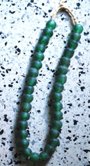 HUGE Recycled SEA GLASS STATEMENT NECKLACE Matte Green 23mm AFRICAN TRADE BEADS