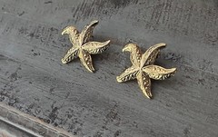 Vintage Avon 1987 1980’s Gold Tone Starfish Statement Stud Earrings 1” Earrings